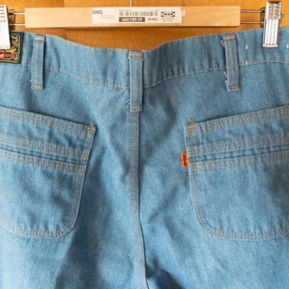 70's Levi's Orange Tab Light Wash High Rise Straight Bootcut Jeans mens 34/34 - Picture 10 of 16